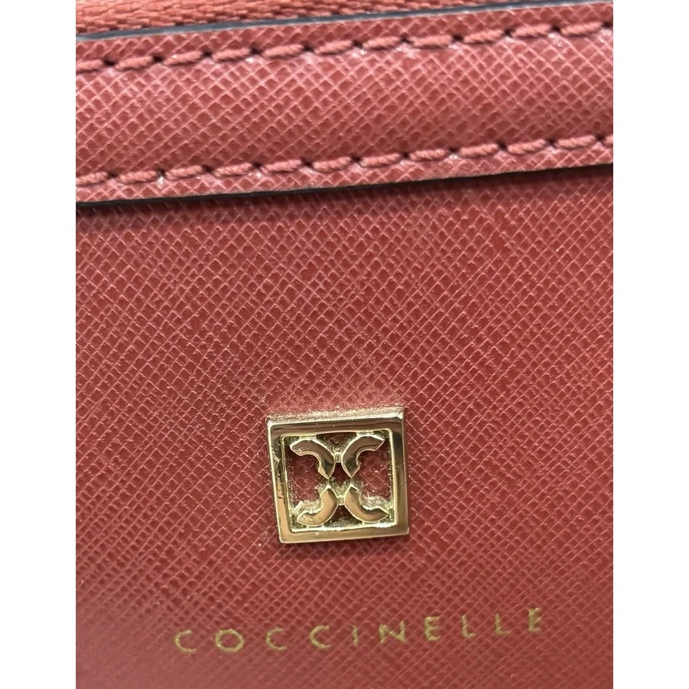 Coccinelle Red Saffiano Leather Satchel Tote Bag Gold Hardware Italy EUC